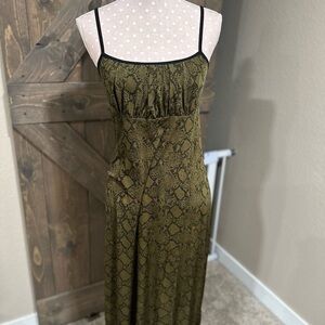 Chic Olive Snake Print Maxi Dress